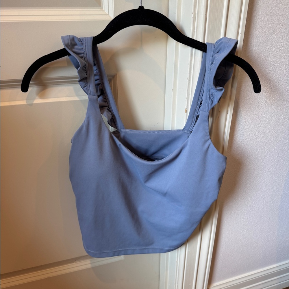 Blogilates Women's Ruffled Blue Top